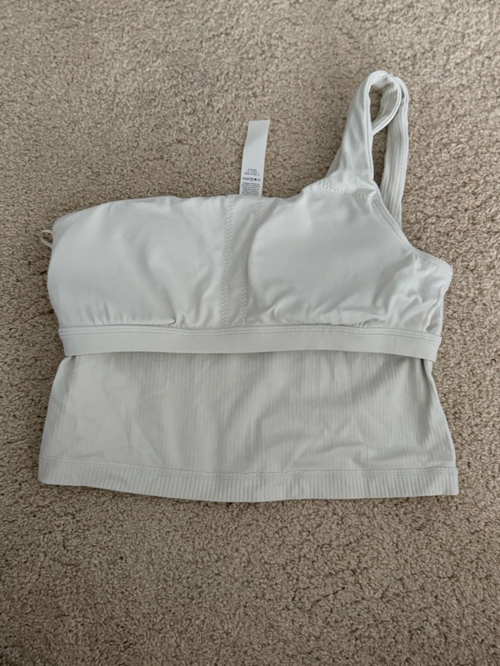 lululemon athletica Asymmetric Ribbed One-Shoulder Crop Top in Bone - Picture 6 of 6